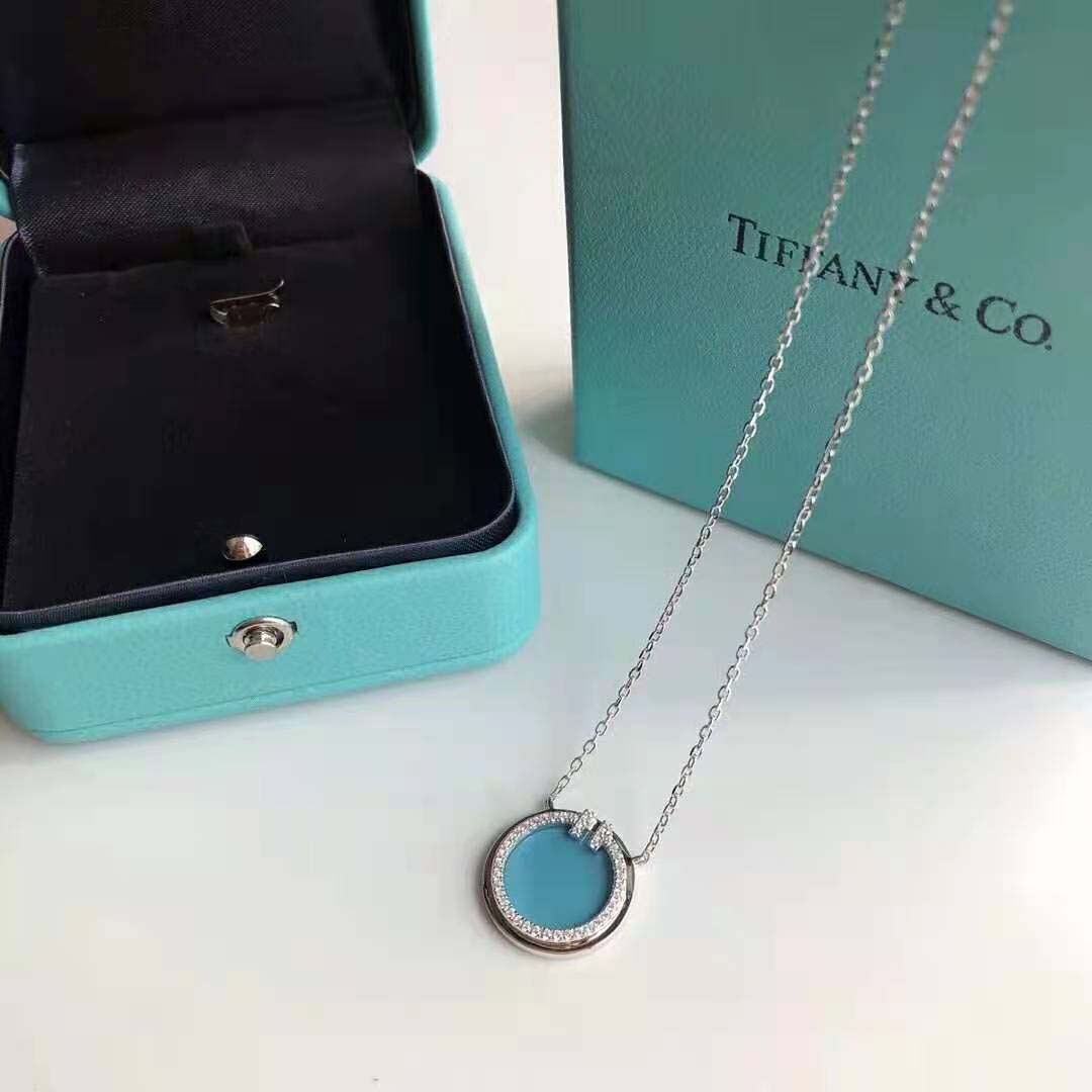 Tiffany T Diamond and Turquoise Circle Pendant in White Gold-Blue (3)