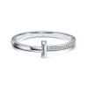 Tiffany T T1 Wide Diamond Hinged Bangle in White Gold-Silver