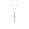 Tiffany Keys Crown Key Necklaces in White Gold with Diamonds-Silver