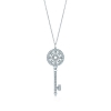 Tiffany Keys Petals Key Pendant Necklaces with Diamonds in Platinum-Silver