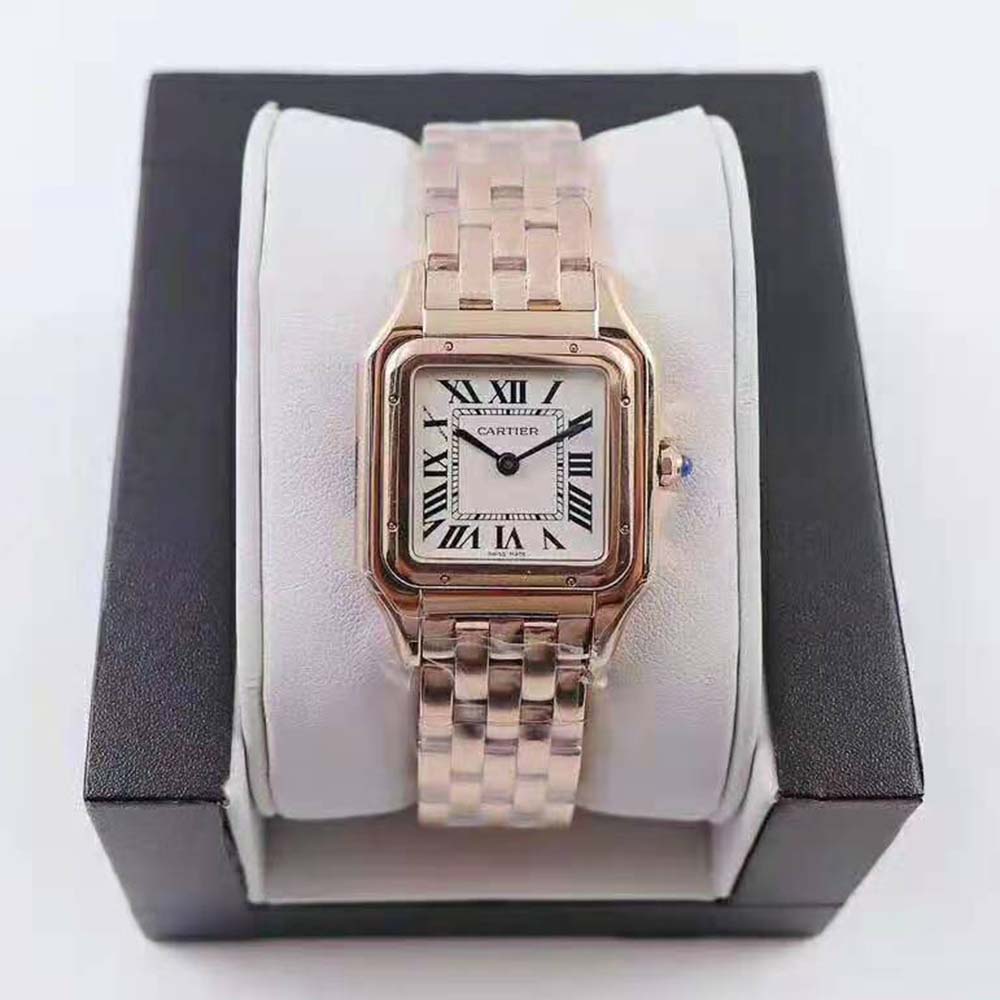 Women Panthère De Cartier Watch Medium Model Quartz Movement in Pink Gold-White (2)