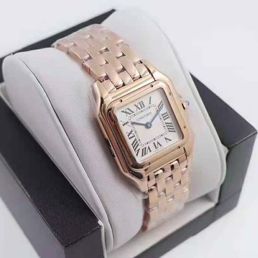 Women Panthère De Cartier Watch Medium Model Quartz Movement in Pink Gold-White (4)