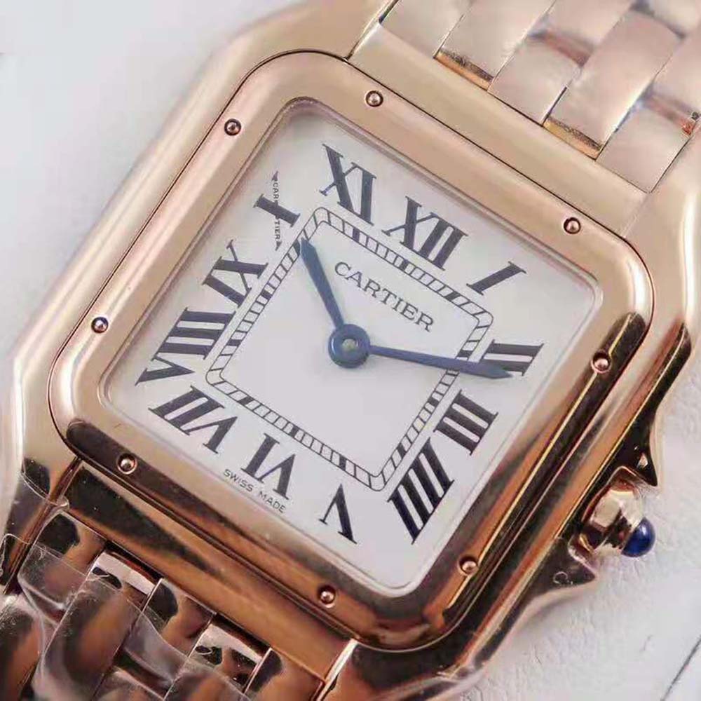 Women Panthère De Cartier Watch Medium Model Quartz Movement in Pink Gold-White (6)