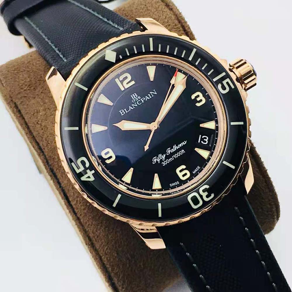 Blancpain Men Fifty Fathoms Automatique 45 mm in Red Gold-Black (3)