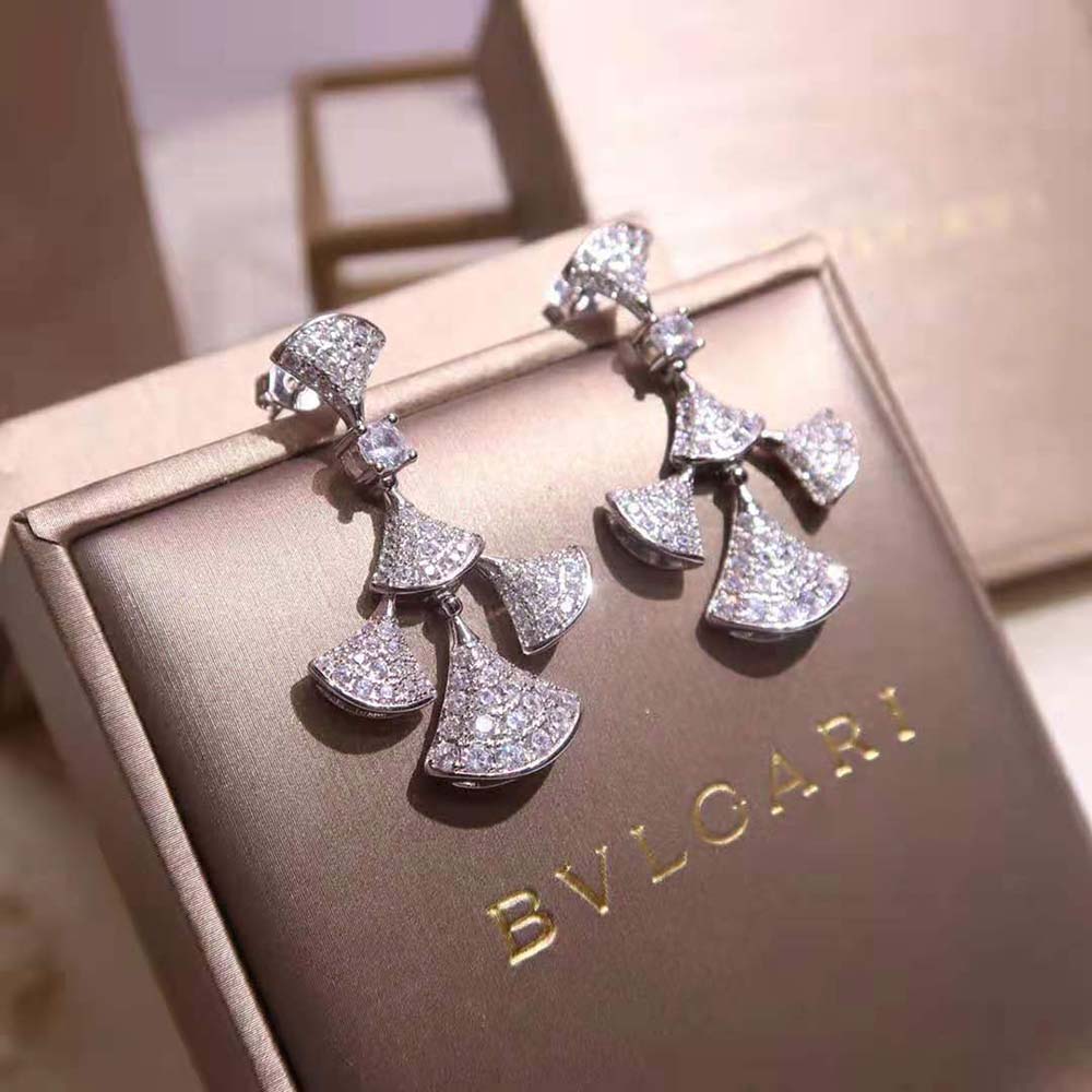 Bulgari Divas Dream Earrings in White Gold with Diamonds-Silver (4)