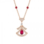 Bulgari Divas Dream Necklace in Rose Gold with Rubies