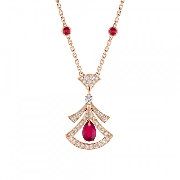 Bulgari Divas Dream Necklace in Rose Gold with Rubies