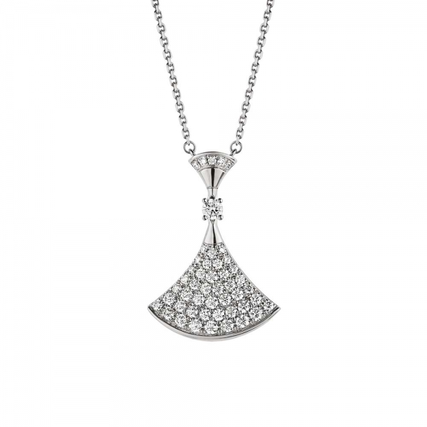 Bulgari Divas Dream Necklace in White Gold with Diamonds-Silver