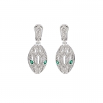 Bulgari Serpenti Earrings in White Gold with Emeralds-Silver