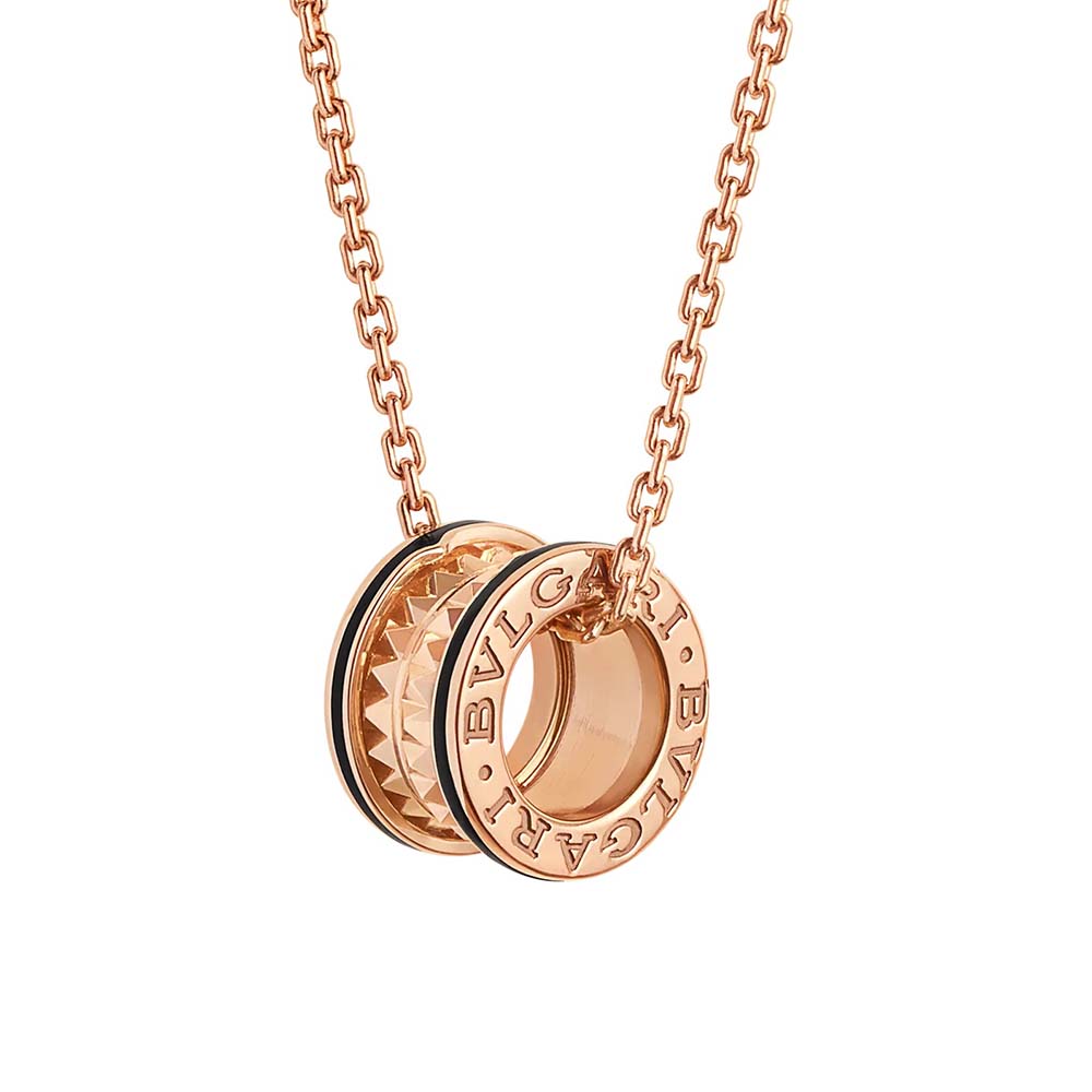 Bulgari Unisex B.zero1 Necklace in Rose Gold and Ceramic (1)