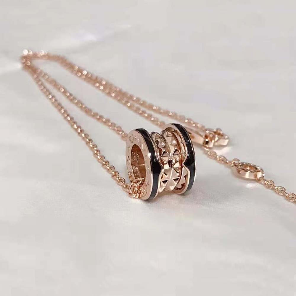 Bulgari Unisex B.zero1 Necklace in Rose Gold and Ceramic (5)