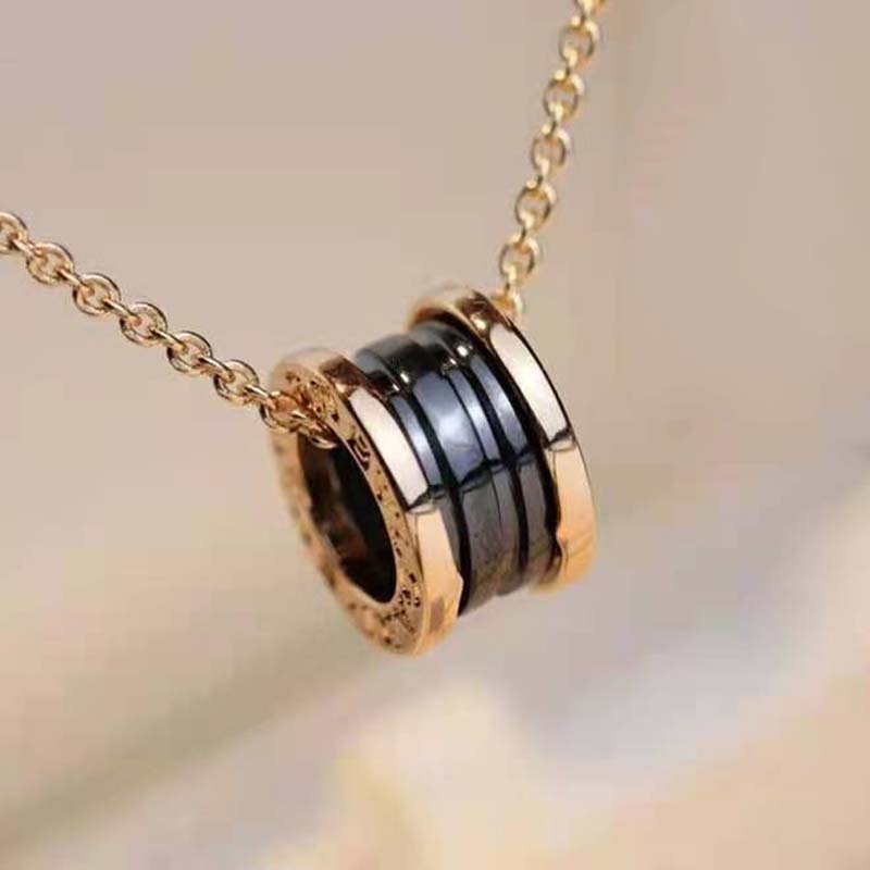 Bulgari Unisex B.zero1 Necklace in Rose Gold and Ceramic-Black (6)
