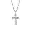 Bulgari Unisex Croce Pendants Necklace in White Gold and Pave Diamonds-Silver