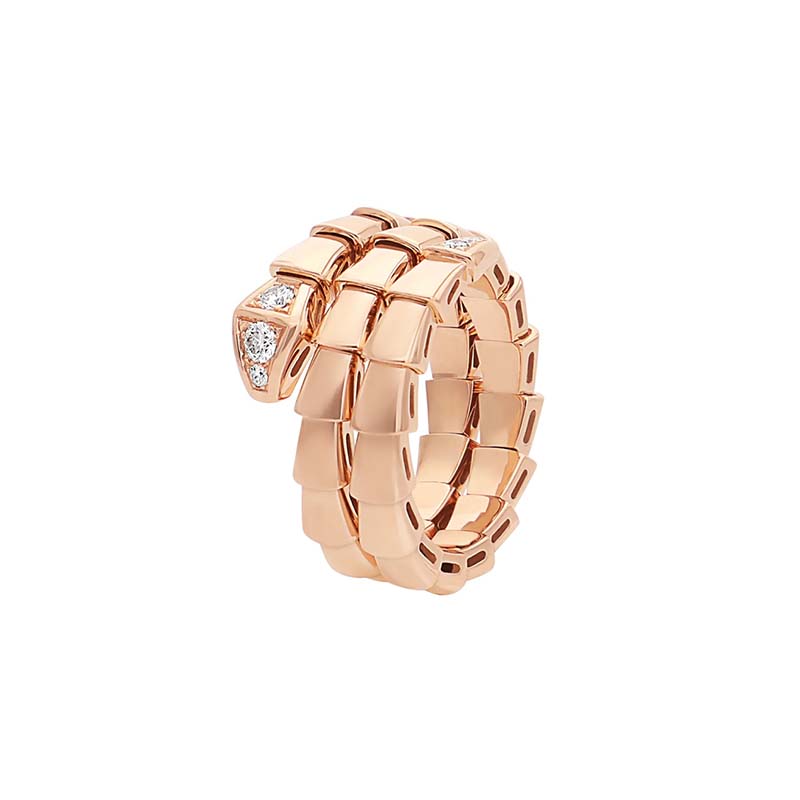 Bulgari Unisex Serpenti Viper Ring in Rose Gold with Diamonds (1)