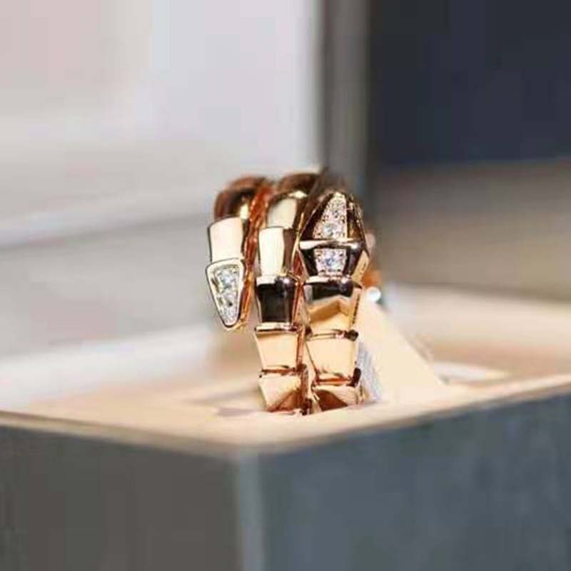 Bulgari Unisex Serpenti Viper Ring in Rose Gold with Diamonds (2)