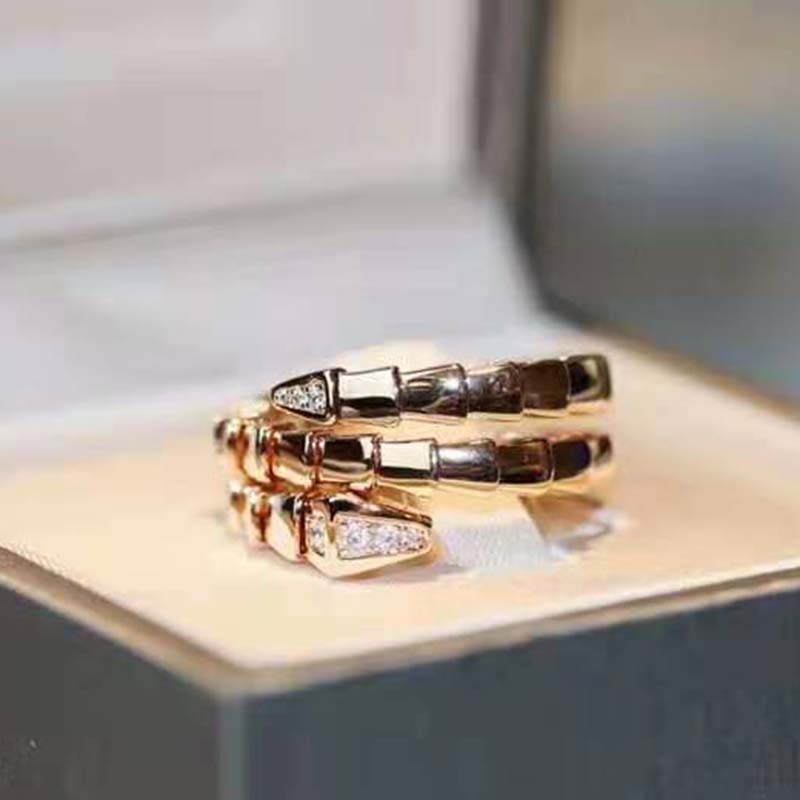 Bulgari Unisex Serpenti Viper Ring in Rose Gold with Diamonds (3)