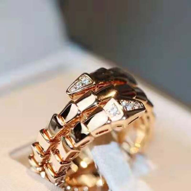 Bulgari Unisex Serpenti Viper Ring in Rose Gold with Diamonds (4)