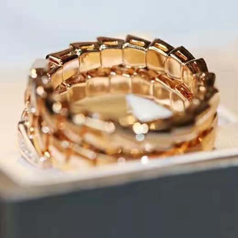 Bulgari Unisex Serpenti Viper Ring in Rose Gold with Diamonds (6)