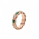 Bulgari Unisex Serpenti Viper Ring in Rose Gold with Malachite