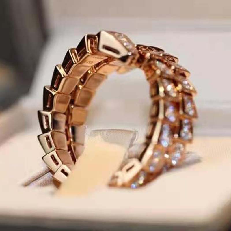 Bulgari Unisex Serpenti Viper Ring in Rose Gold with Pavé Diamonds (6)