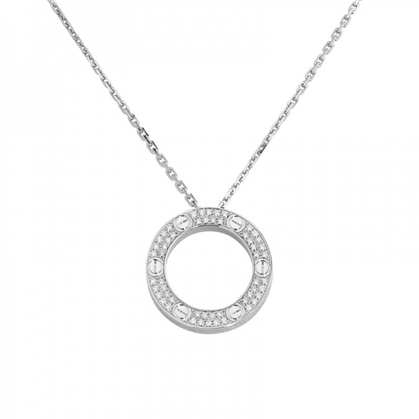 Cartier Love Necklace Diamond-paved in White Gold-Silver
