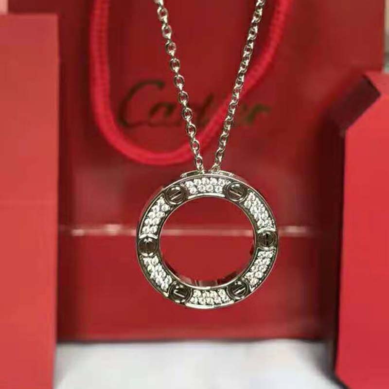 Cartier Love Necklace Diamond-paved in White Gold-Silver (2)