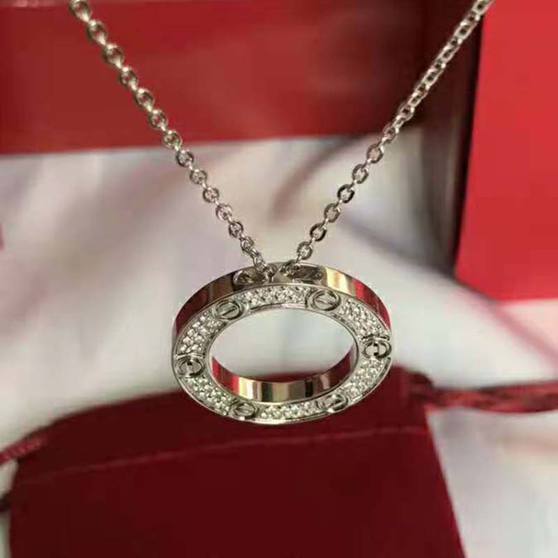 Cartier Love Necklace Diamond-paved in White Gold-Silver (4)