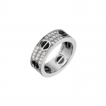 Cartier Men Love Ring in White Gold and Ceramic with Diamonds-Silver