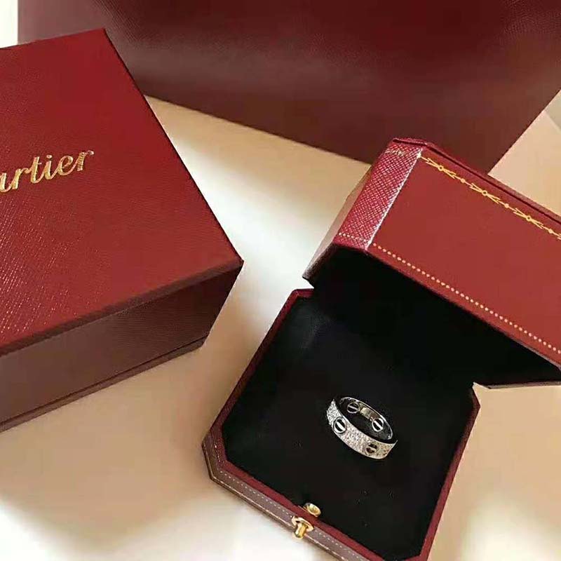 Cartier Men Love Ring in White Gold and Ceramic with Diamonds-Silver (4)