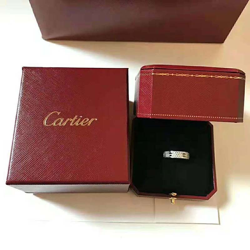 Cartier Men Love Ring in White Gold and Ceramic with Diamonds-Silver (5)