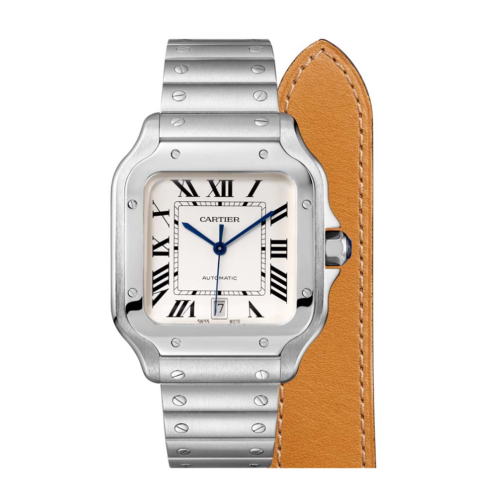 Cartier Men Santos De Cartier Watch Large Model in Steel-Silver (1)