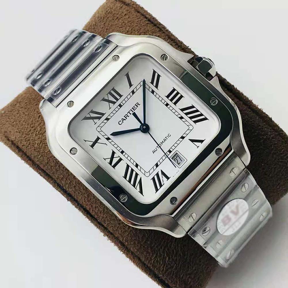 Cartier Men Santos De Cartier Watch Large Model in Steel-Silver (3)