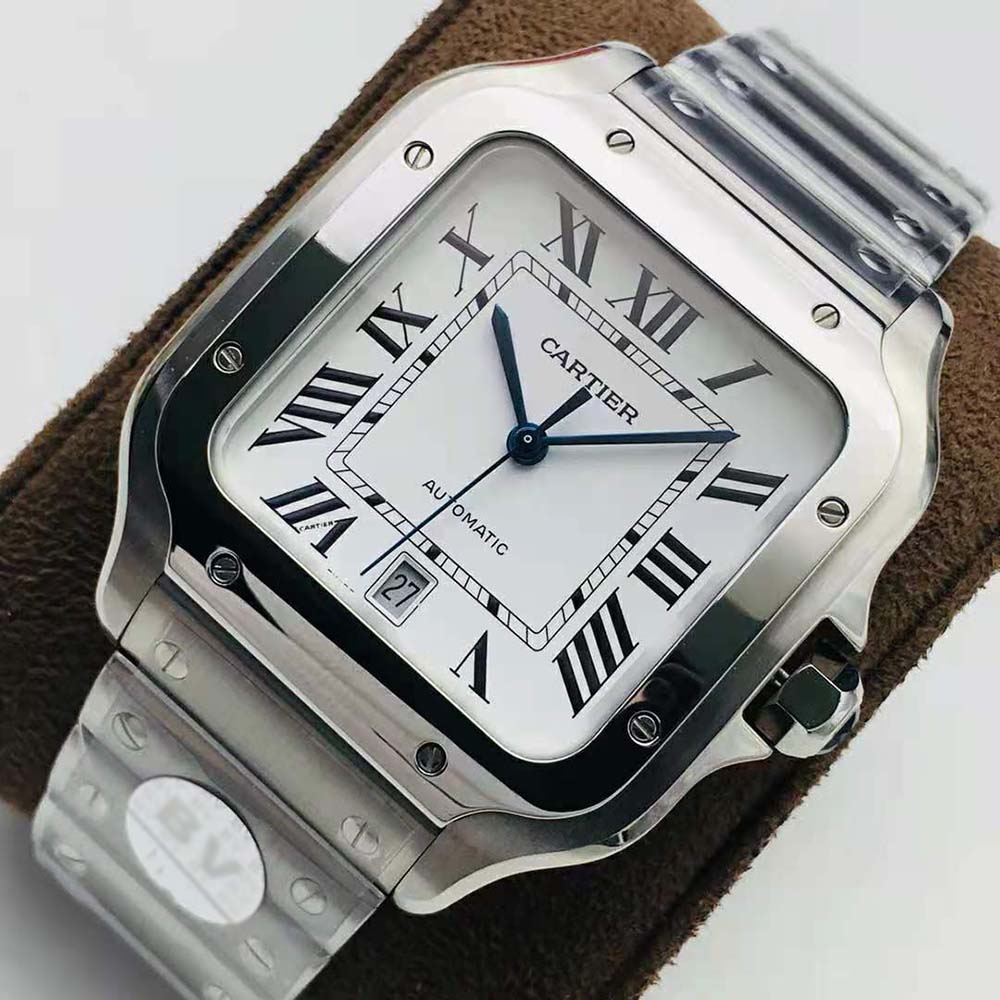 Cartier Men Santos De Cartier Watch Large Model in Steel-Silver (4)