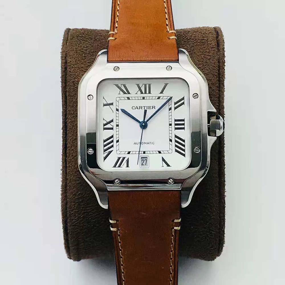 Cartier Men Santos De Cartier Watch Large Model in Steel-Silver (9)