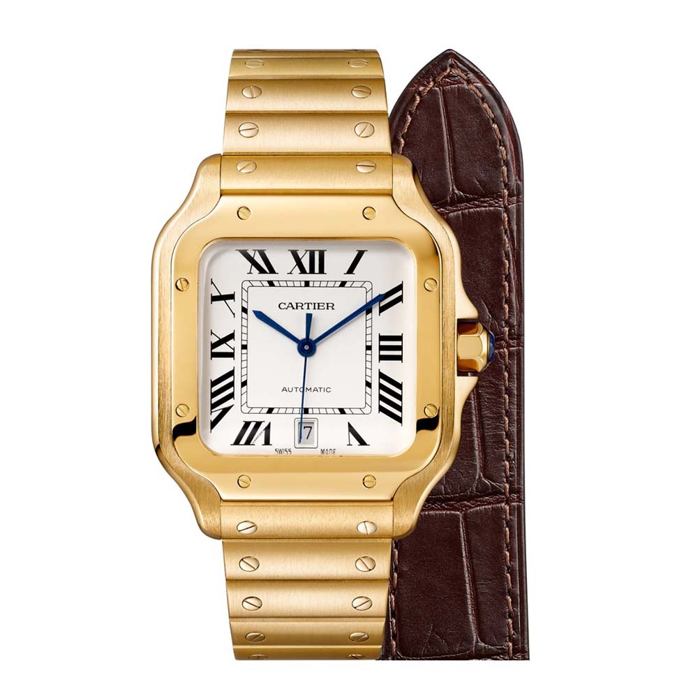 Cartier Men Santos De Cartier Watch Large Model in Yellow Gold (1)