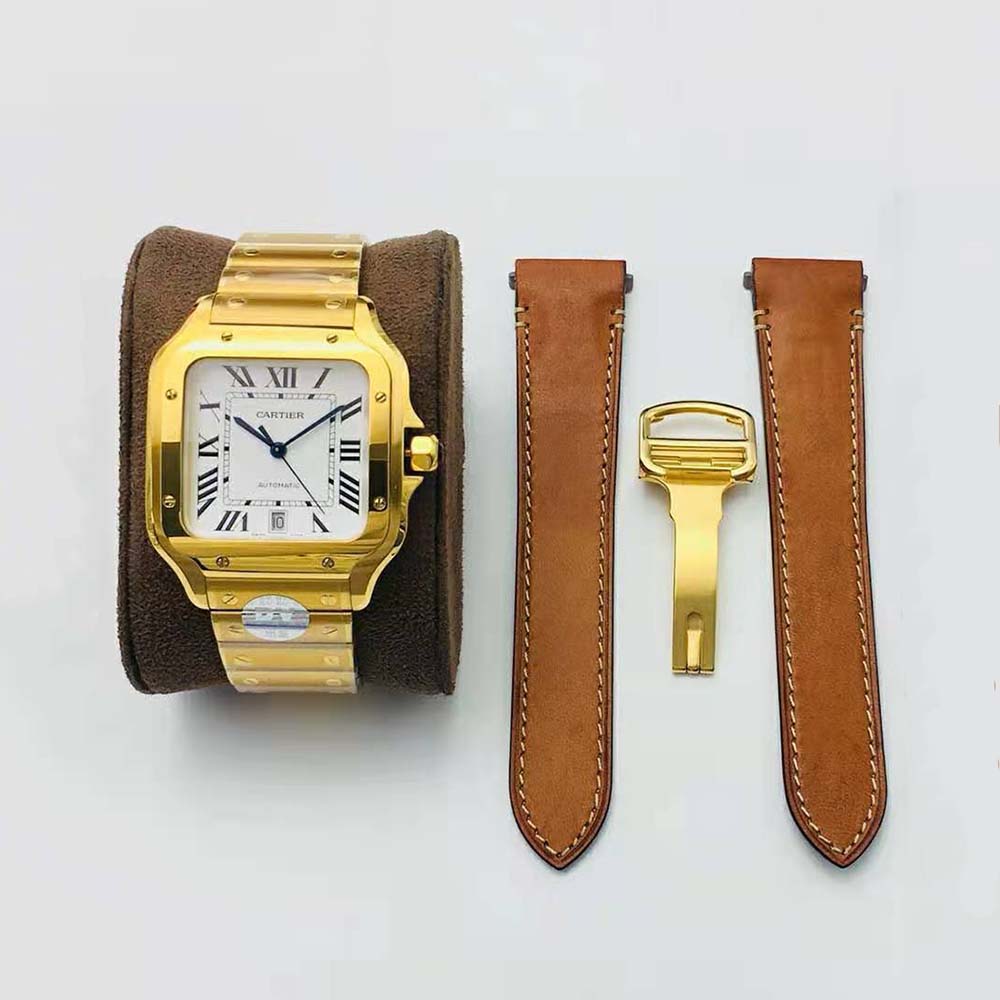 Cartier Men Santos De Cartier Watch Large Model in Yellow Gold (2)