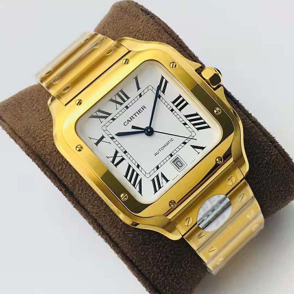 Cartier Men Santos De Cartier Watch Large Model in Yellow Gold (3)