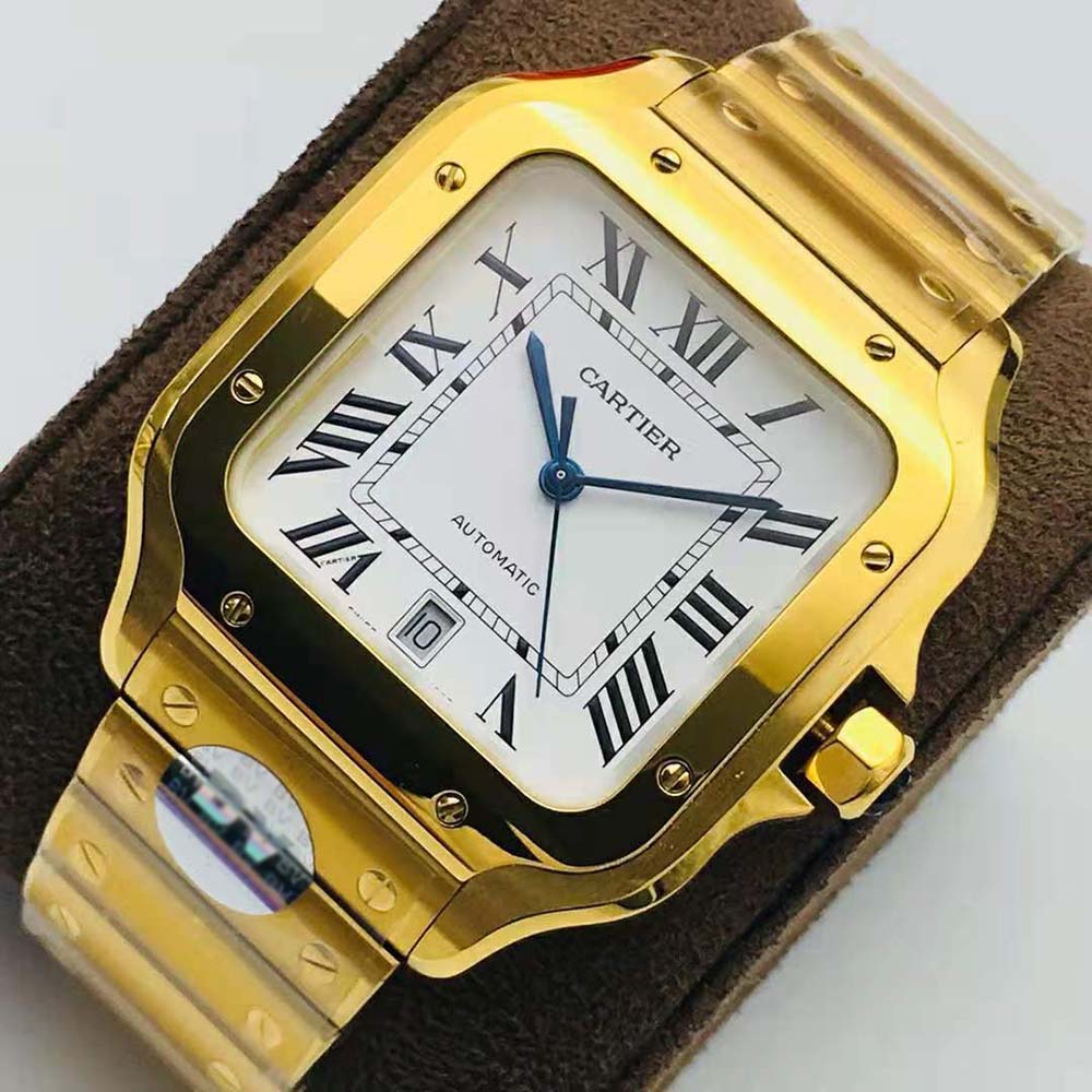Cartier Men Santos De Cartier Watch Large Model in Yellow Gold (4)