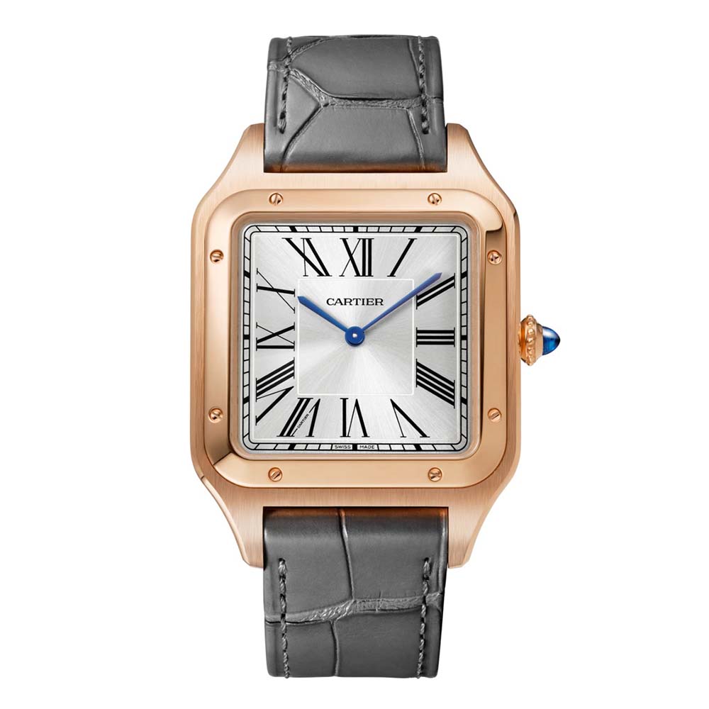 Cartier Men Santos-Dumont Watch Extra-Large Model in Pink Gold-Silver (1)