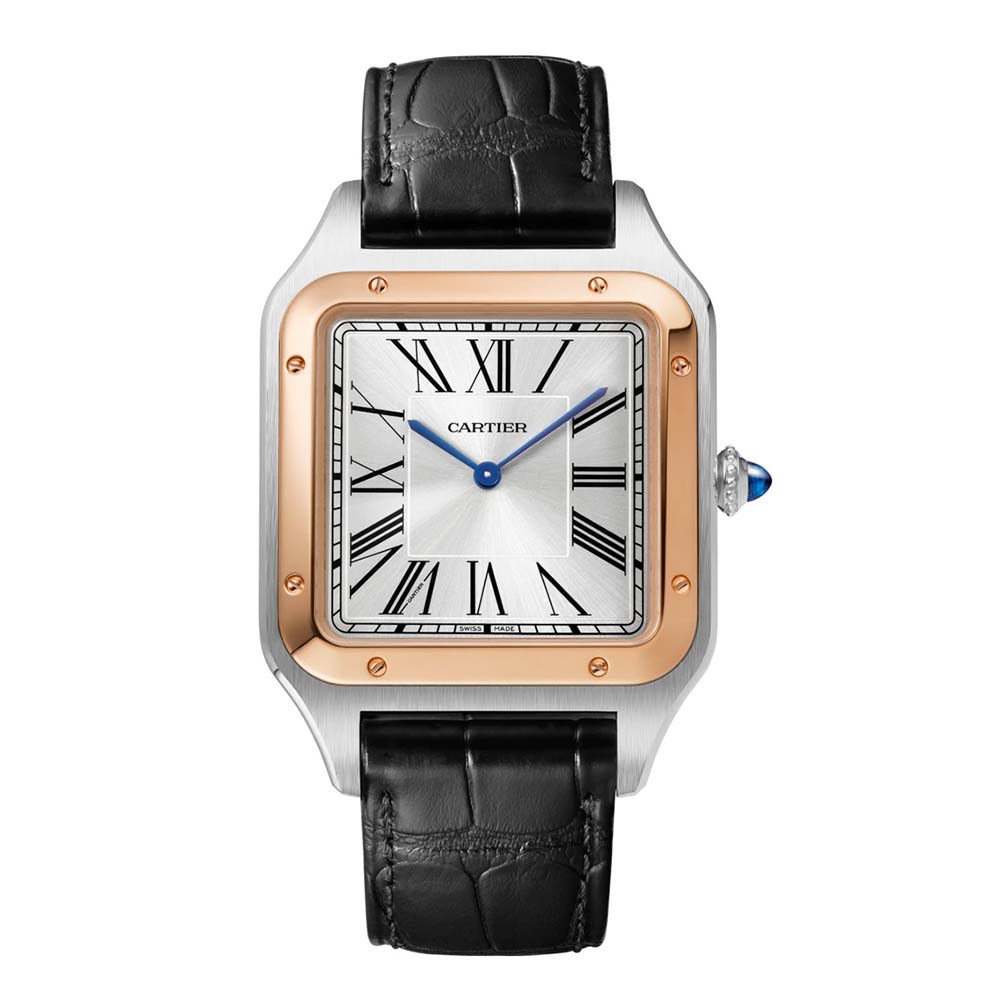 Cartier Men Santos-Dumont Watch Extra-Large Model in Pink Gold and Steel-Silver (1)