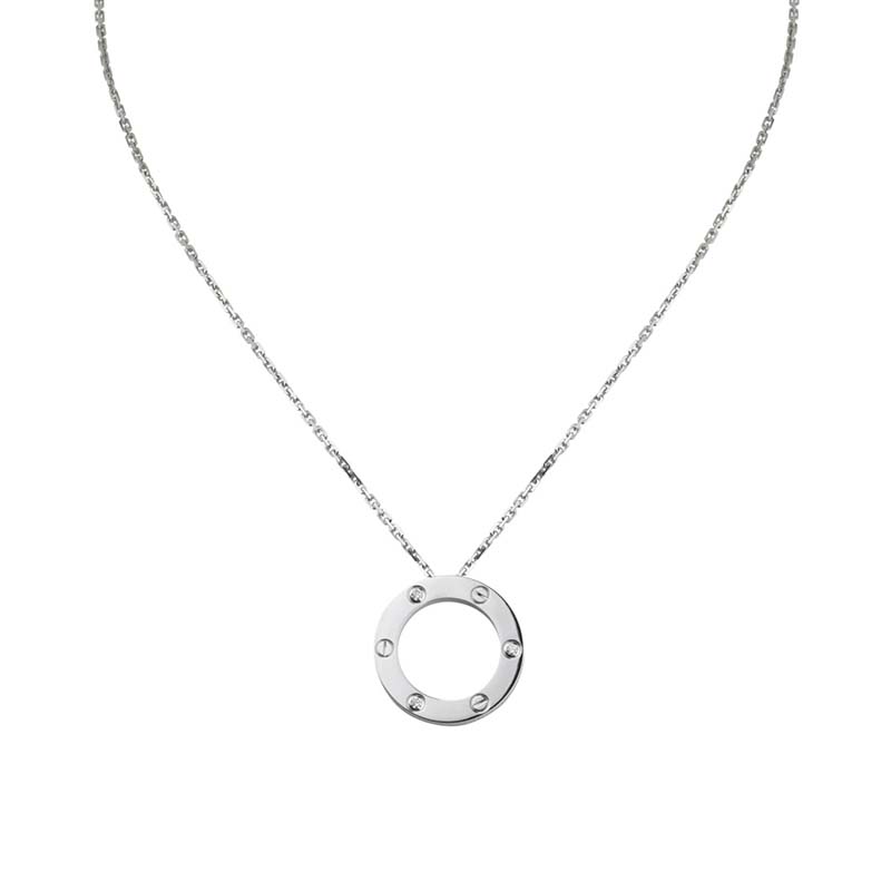 Cartier Unisex Love Necklace 3 Diamonds in White Gold-Silver (1)
