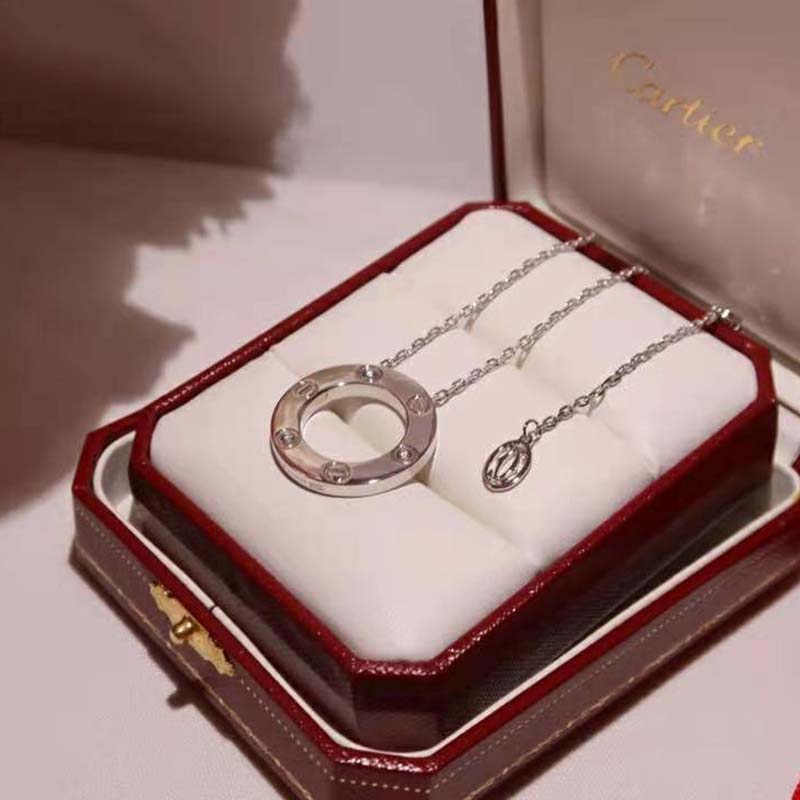 Cartier Unisex Love Necklace 3 Diamonds in White Gold-Silver (5)