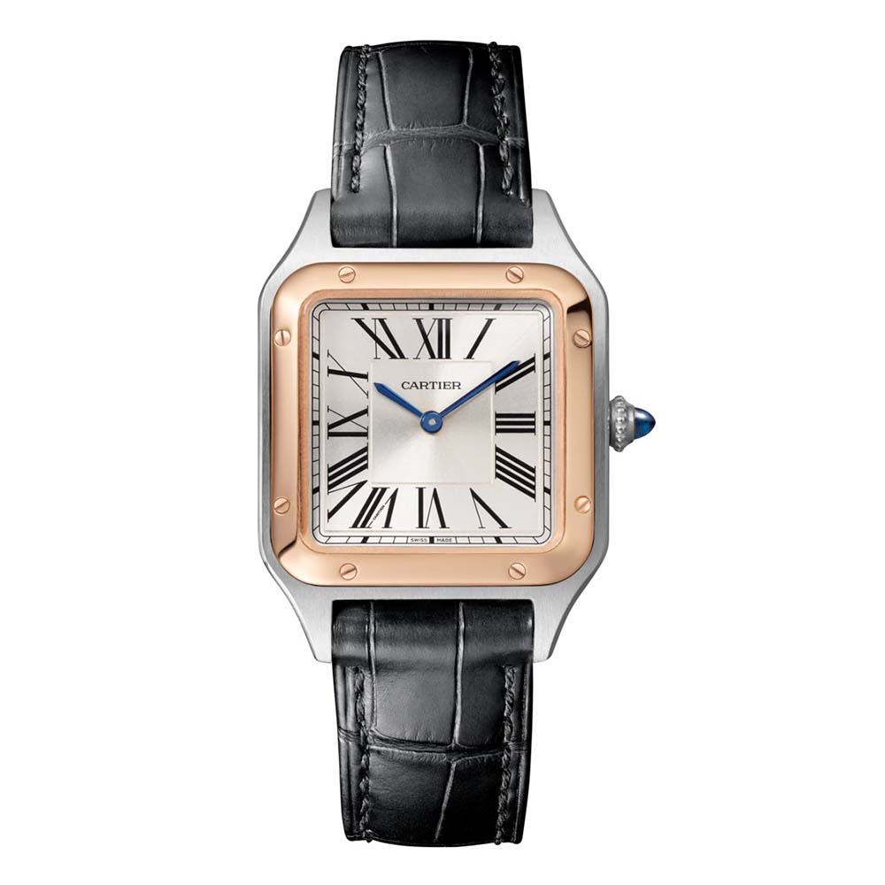 Cartier Unisex Santos-Dumont Watch Small Large Model in Pink Gold and Steel-Silver (1)