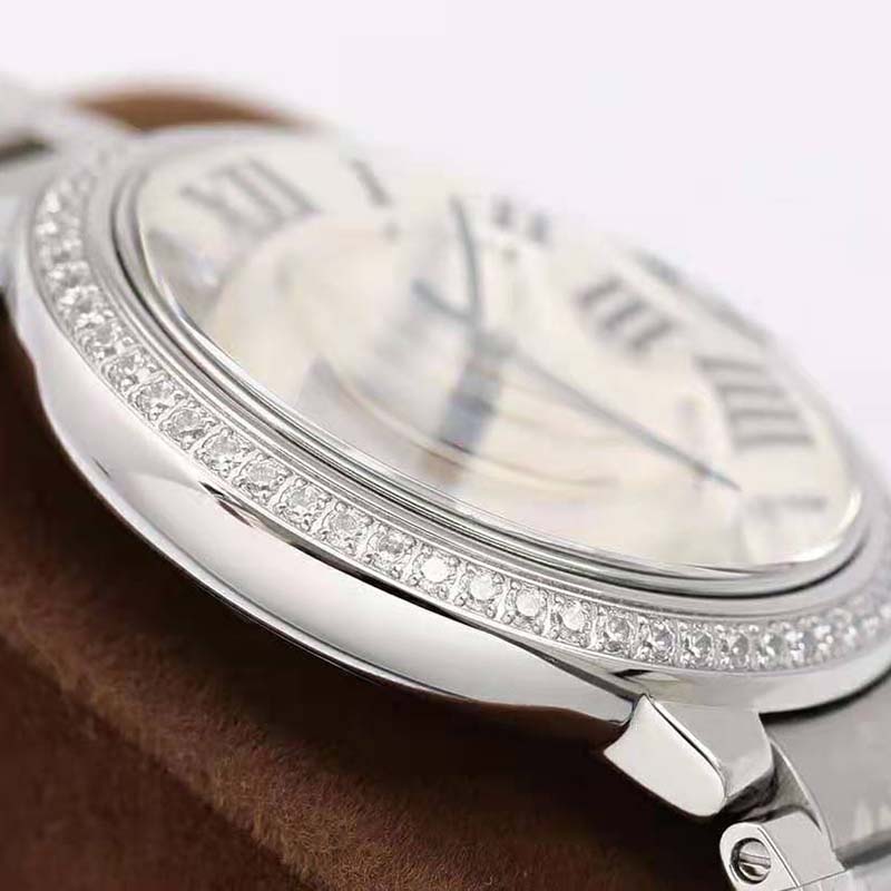 Cartier Women Ballon Bleu De Cartier Watch 33mm in Steel and Diamonds-Silver (7)