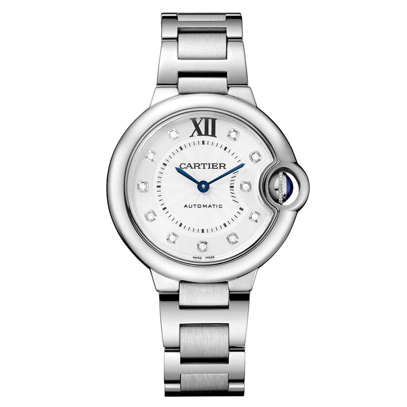 Cartier Women Ballon Bleu De Cartier Watch 33mm in Steel and Diamonds-White (1)
