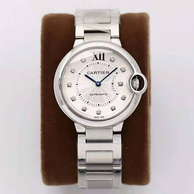 Cartier Women Ballon Bleu De Cartier Watch 33mm in Steel and Diamonds-White (2)