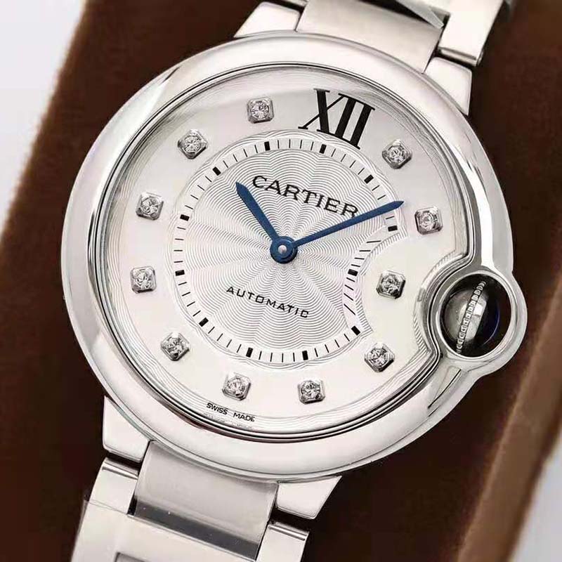 Cartier Women Ballon Bleu De Cartier Watch 33mm in Steel and Diamonds-White (3)