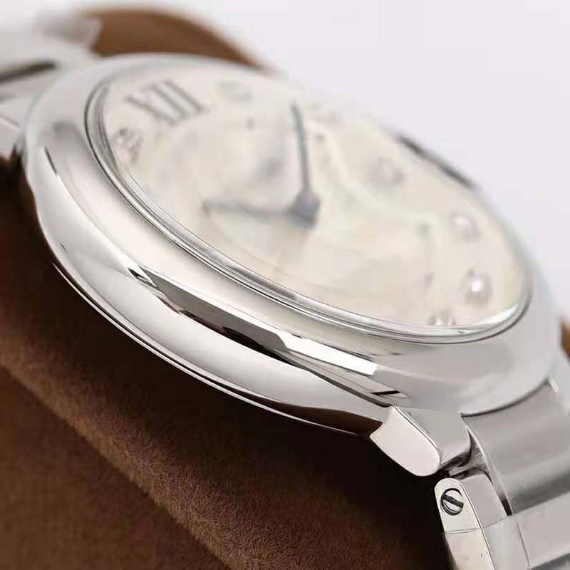 Cartier Women Ballon Bleu De Cartier Watch 33mm in Steel and Diamonds-White (7)