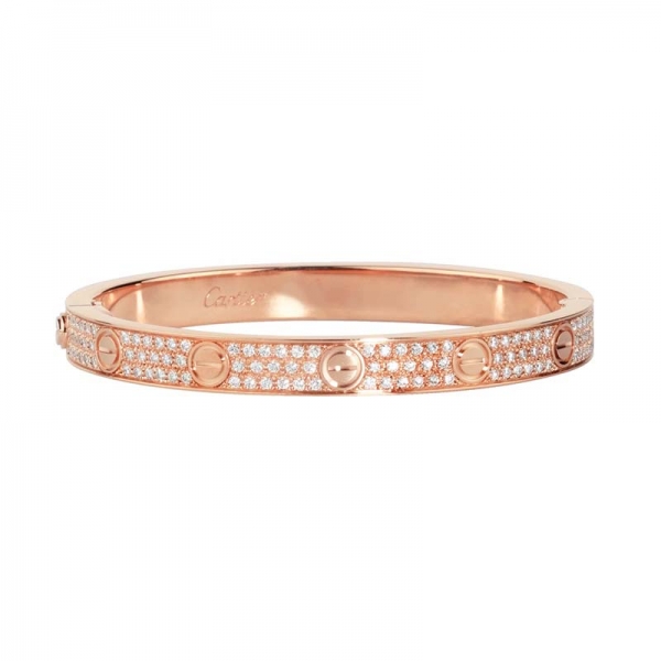 Cartier Women Love Bracelet in Pink Gold with Diamonds