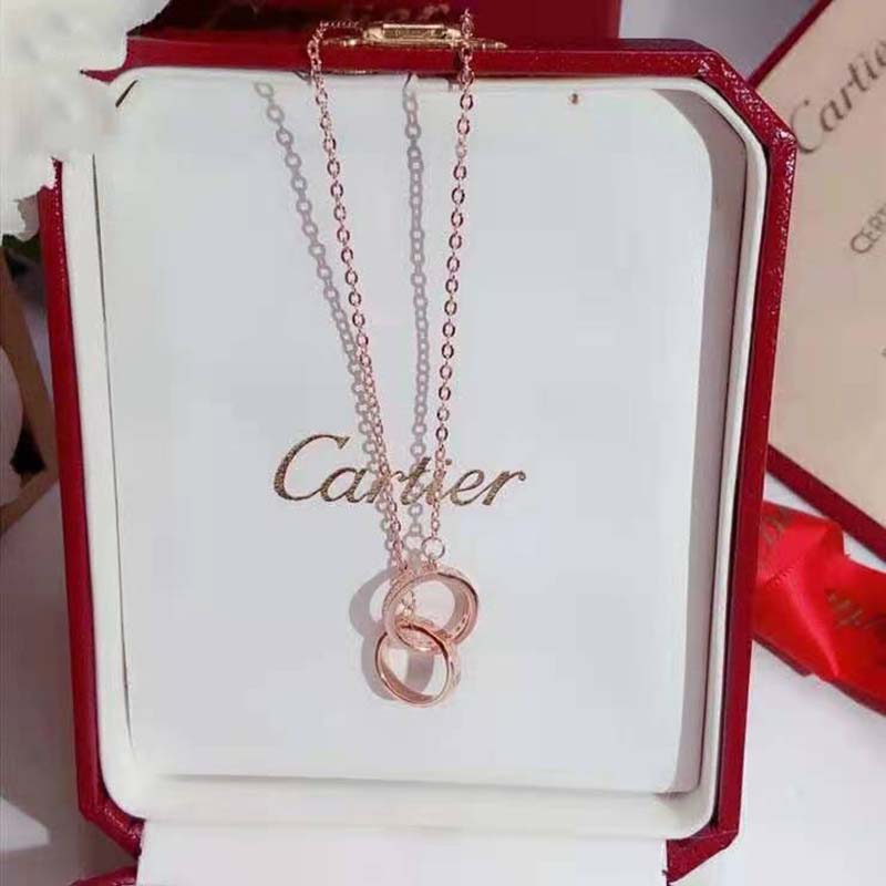 Cartier Women Love Necklace in Pink Gold with Diamonds (2)